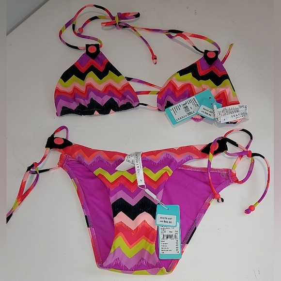 Seafolly Australia Multicolored Two Piece Brazilian  Bikini Set NWT - Picture 3 of 8